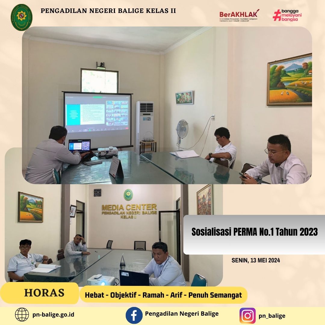 SOSIALISASI  PERMA No.1 TAHUN 2023 SECARA DARING